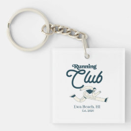 Retro Marineblau Laufclub Personalisierte Grafik Schlüsselanhänger
