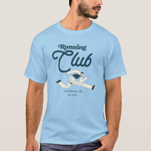 Retro Marineblau Laufclub Personalisierte Grafik T-Shirt