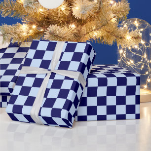 Retro Marineblau Tartan Karo Weihnachten Geschenkpapier