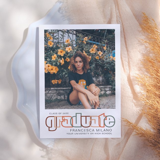 Retro | Maroon Graduate 2023 Faire-part photo (Créateur téléchargé)