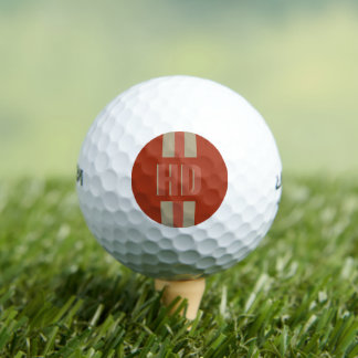 Retro maroon striped Shadow monogrammed logo Golfball