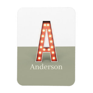 Retro-Marquee-Buchstabe A Personalisiert Magnet