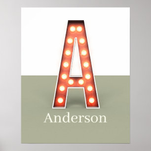 Retro Marquee Letter A Personalisiert Poster