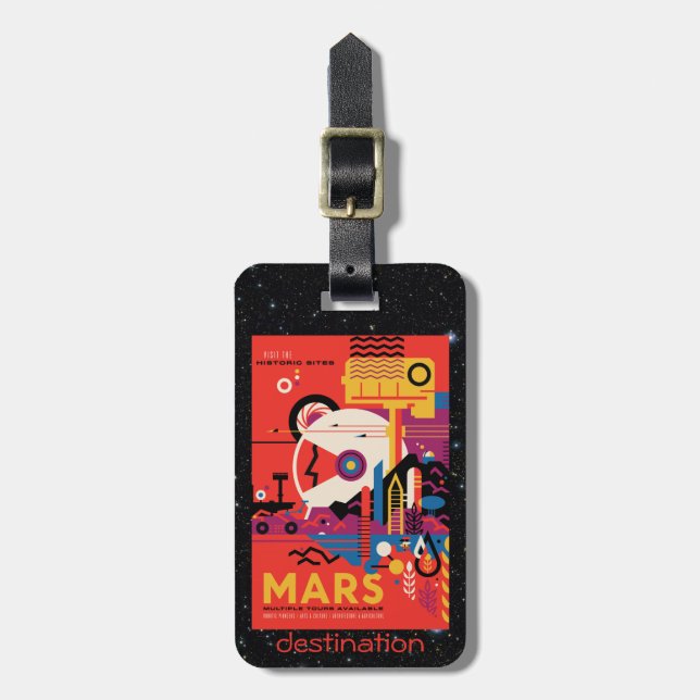Retro Mars Historic Sites Weltraumtourismus Gepäckanhänger (Vorderseite vertikal)