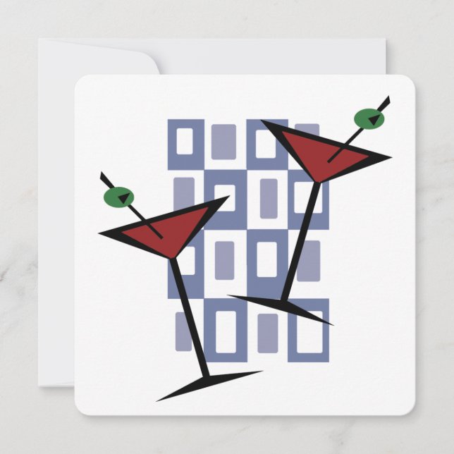 Retro Martini-Cocktail-Party Einladungen (Vorderseite)