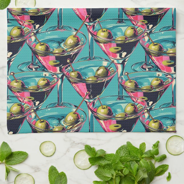 Retro Martini Glasses Küchentuch (Gefaltet)