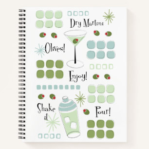 Retro Martini Mitte des Jahrhunderts modern Notizbuch