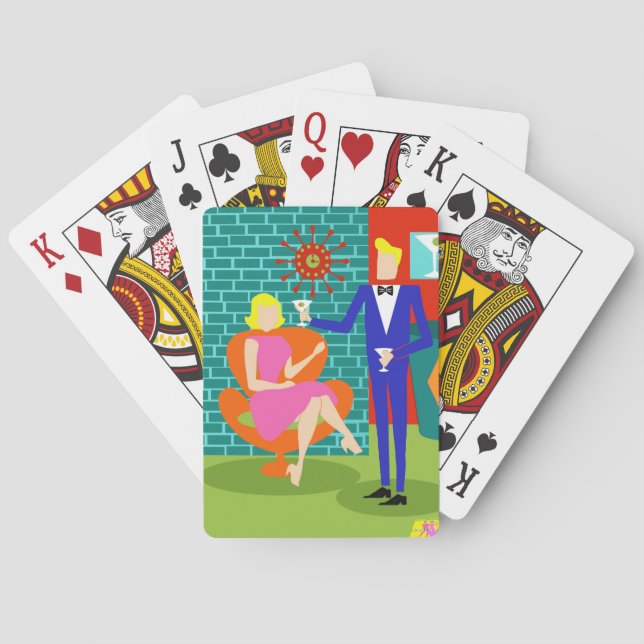 Retro Martini-Paar-Spielkarten Spielkarten (Rückseite)