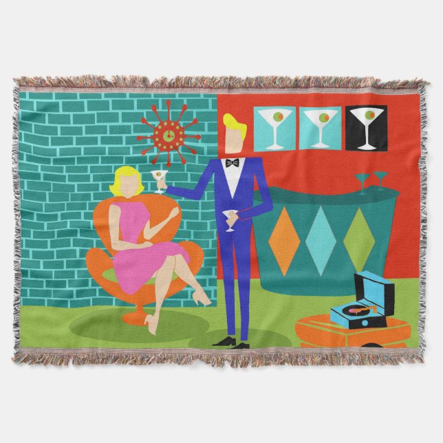 Retro Martini-Paar-Wurfs-Decke Decke (Vorderseite)