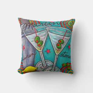Retro Martini-Polyester-Wurfs-Kissen 16" x 16" Kissen