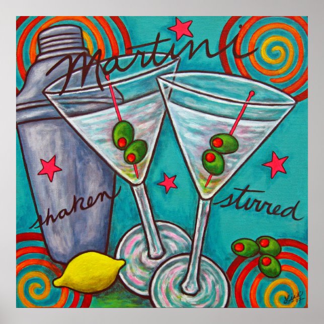 Retro Martini Poster von Lisa Lorenz (Vorne)