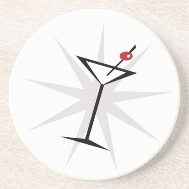 Retro Martini Sandstein Untersetzer (Vorne)