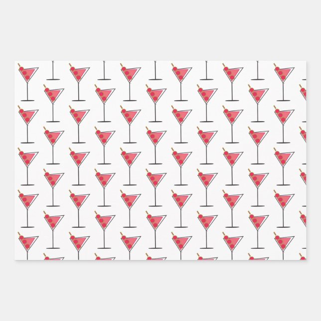 Retro Martinis 3 façons Envelopper la feuille de p (Devant)