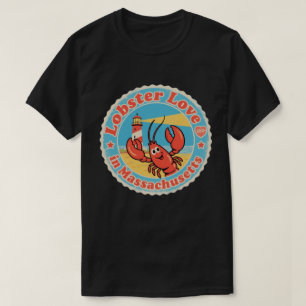 Retro Massachusetts Abzeichen_ Hummer mit Schiffsr T-Shirt