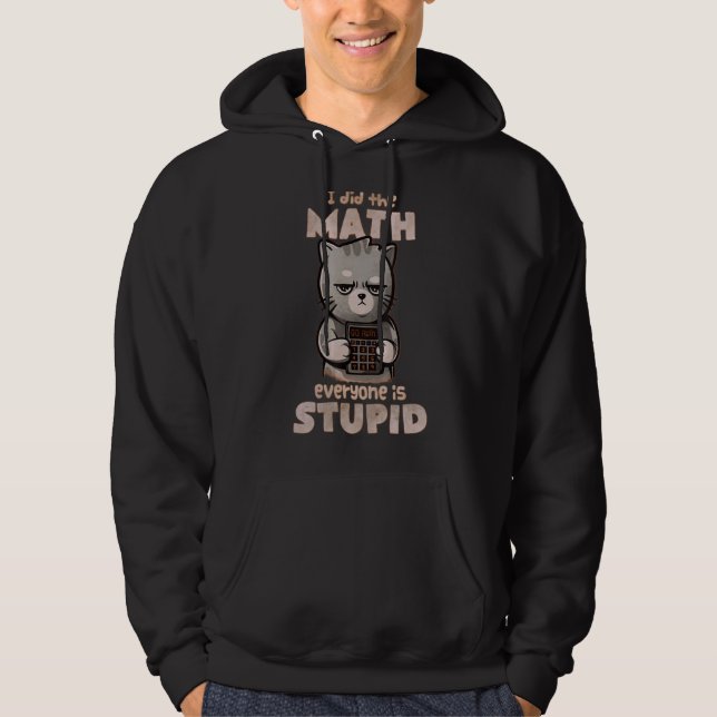 Retro Math Cat Niedlich Grumpy Niedlich Kitty Vint Hoodie (Vorderseite)