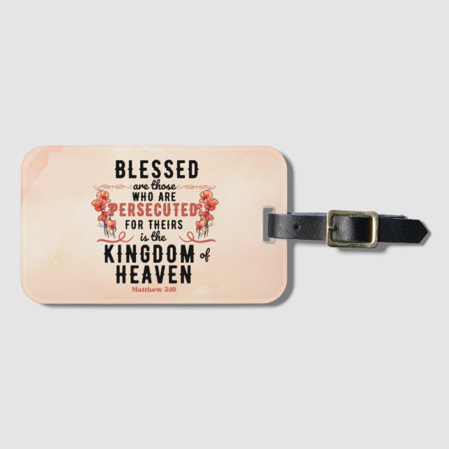 Retro Matthew 5:10 Poppies Wasserfarbe Gepäckanhänger (Vorderseite (Horizontal))