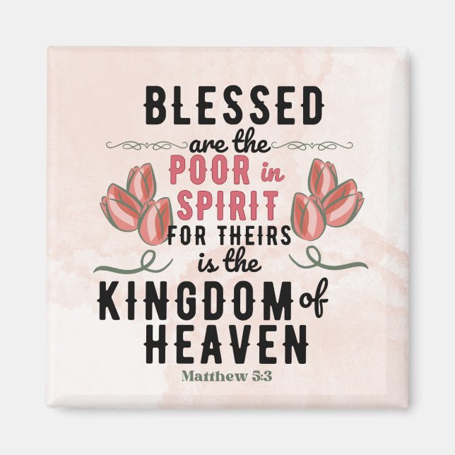 Retro Matthew 5:3 Tulips Wasserfarbe Magnet (Vorne)