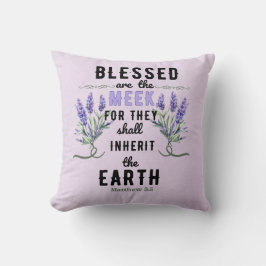 Retro Matthew 5:5 Lavender Wasserfarbe Kissen