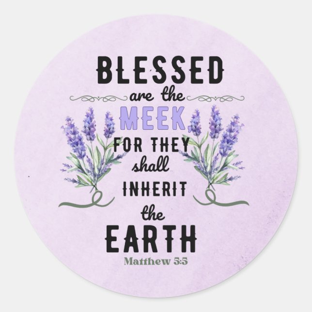 Retro Matthew 5:5 Lavender Wasserfarbe Runder Aufkleber (Vorderseite)