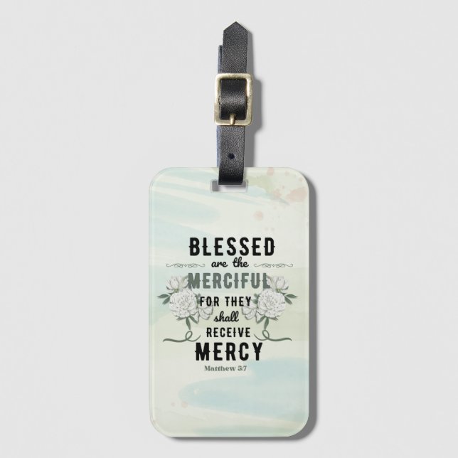 Retro Matthew 5:7 Bibelverse Gepäckanhänger (Vorderseite Vertikal)