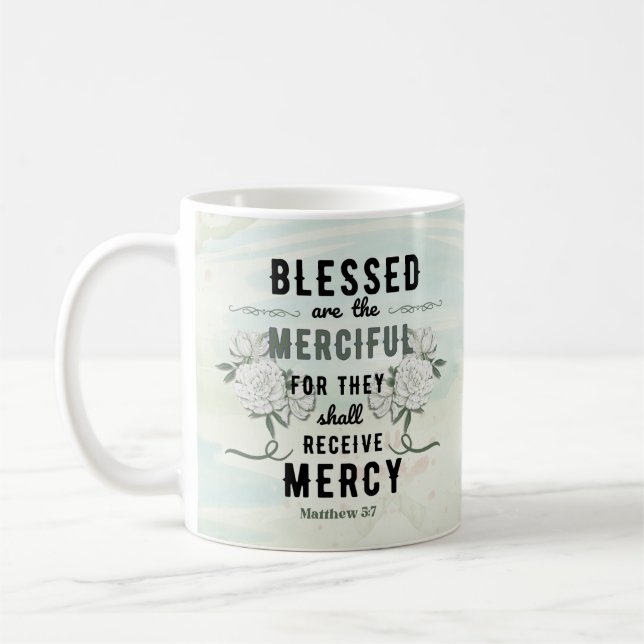 Retro Matthew 5:7 Bibelverse Kaffeetasse (Links)
