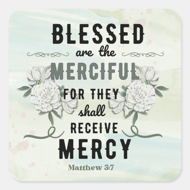 Retro Matthew 5:7 Bibelverse Quadratischer Aufkleber (Vorderseite)