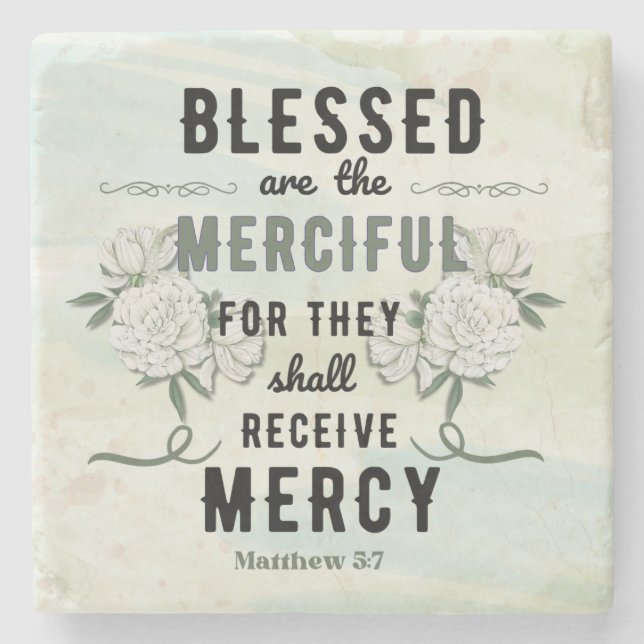 Retro Matthew 5:7 Bibelverse Steinuntersetzer (Vorderseite)