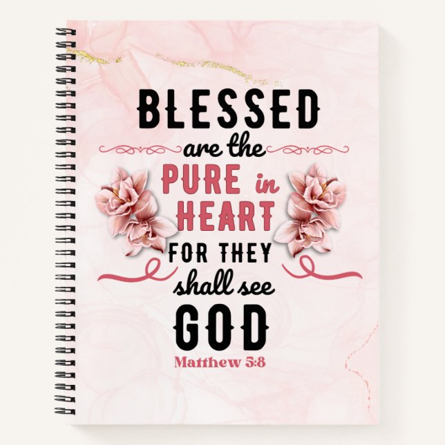 Retro Matthew 5:8 Calla-Lilien Notizbuch (Vorderseite)