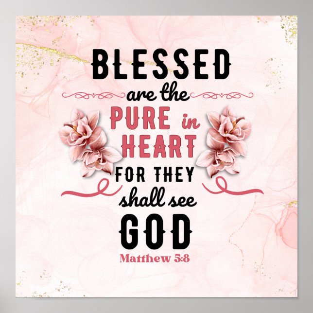 Retro Matthew 5:8 Calla-Lilien Poster (Vorne)