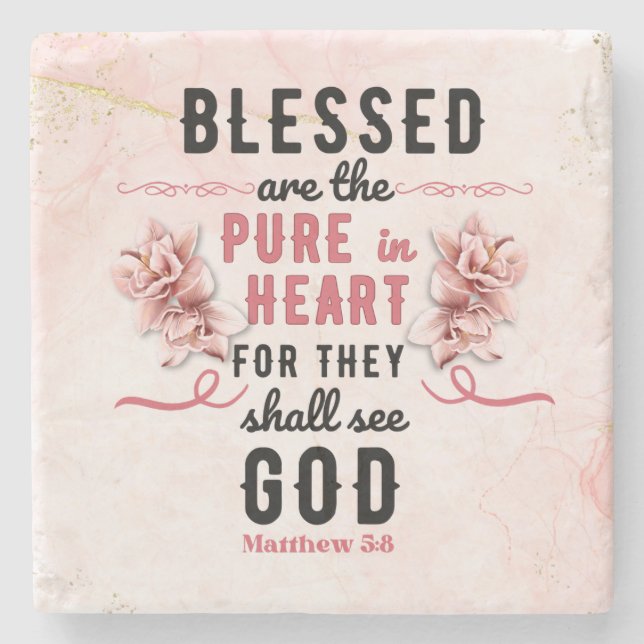 Retro Matthew 5:8 Calla-Lilien Steinuntersetzer (Vorderseite)