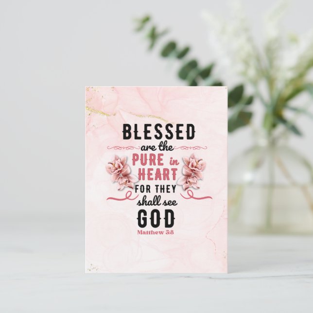 Retro Matthew 5:8 Calla Lilien Wasserfarbe Postkarte (Stehend Vorderseite)