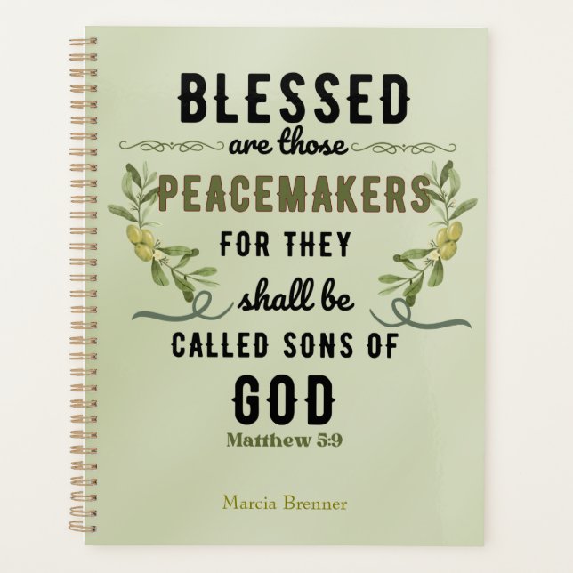 Retro Matthew 5:9 Olive Branch Aquarelle (Devant)