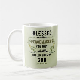 Retro Matthew 5:9 Olive Branch Watercolor Kaffeetasse
