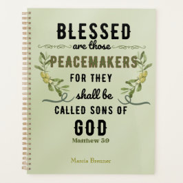 Retro Matthew 5:9 Olive Branch Watercolor Planer