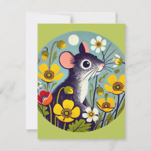 Retro-Maus mit Buttercup Postkarte
