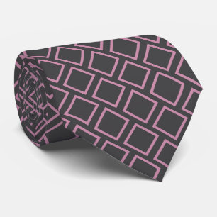 Retro Mauve-Pink Quadrate auf dunkelgrauer Krawatt Krawatte