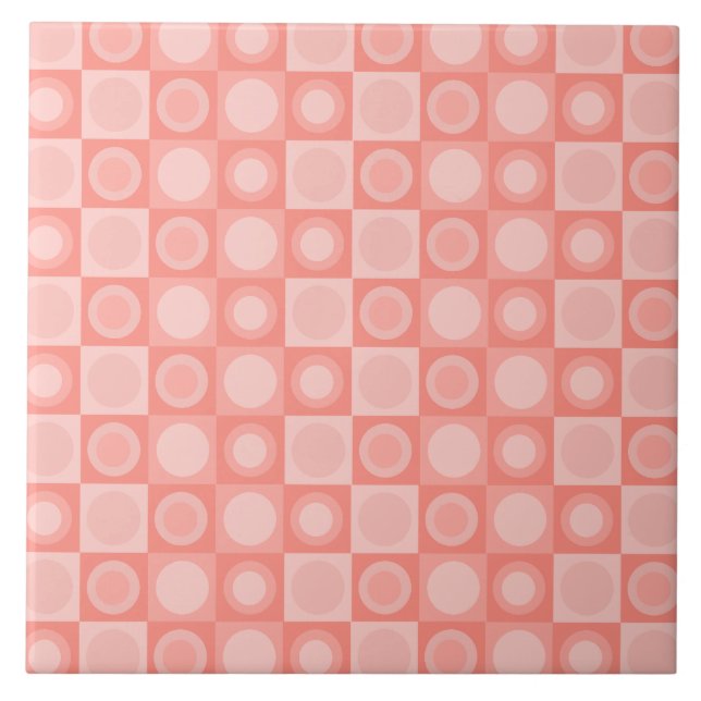 Retro MCM Geometrisches Muster Lachs rosa Fliese (Vorderseite)