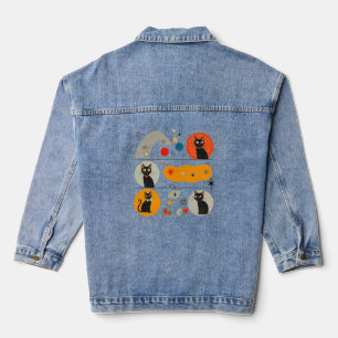 Retro MCM Schwarze Katze: Kosmische abstrakte Graf Jeansjacke