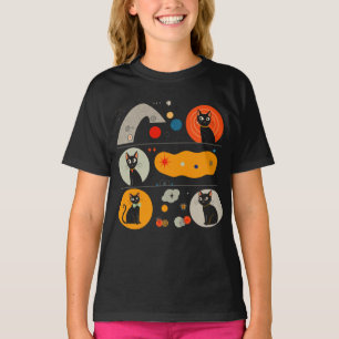 Retro MCM Schwarze Katze: Kosmische abstrakte Graf T-Shirt