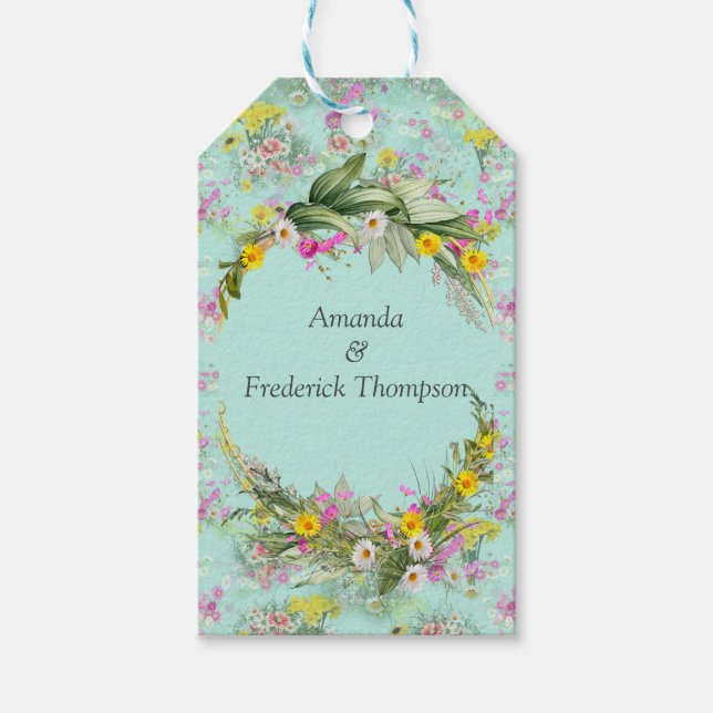 Retro Meadow Classic-Blume Geschenkanhänger (Vorderseite)
