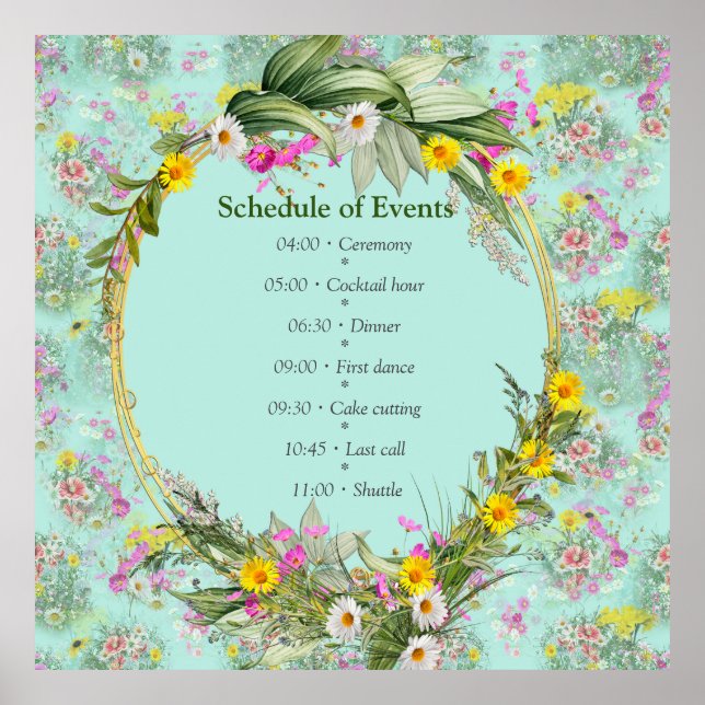 Retro Meadow Classic-Blume Poster (Vorne)