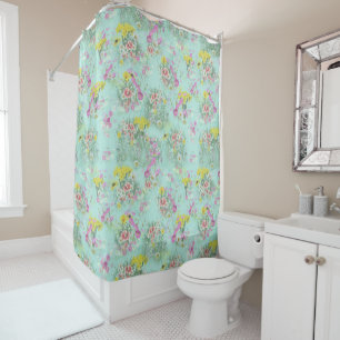 Retro Meadow Classic Fleurs Douche Rideau
