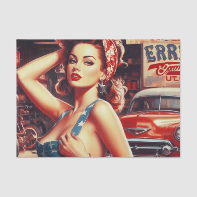 Retro Mechanic Girl Seidenpapier (Vorderseite)