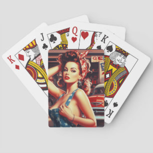 Retro Mechanic Girl Spielkarten