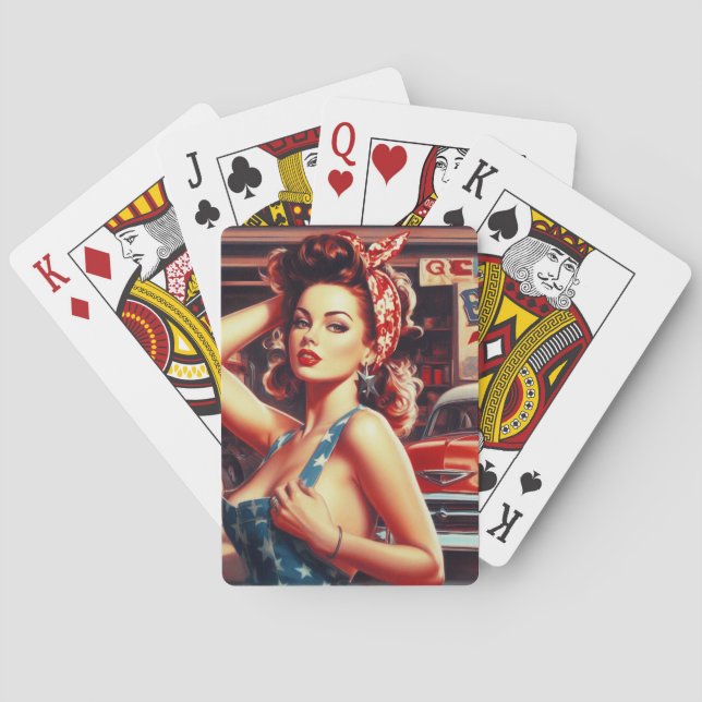 Retro Mechanic Girl Spielkarten (Rückseite)