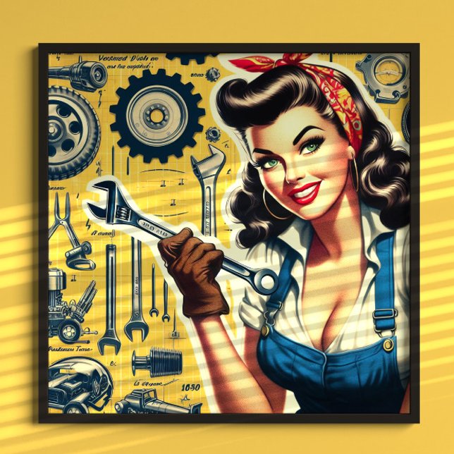 Retro-Mechaniker-Pin-up Poster (Von Creator hochgeladen)