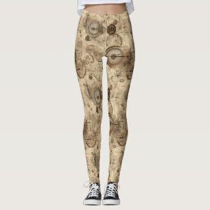 Retro mechanischer Blueprint Sepia-Braun Leggings