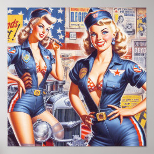 Retro Mechanisches Button Poster