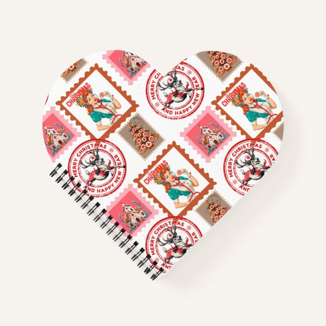 Retro Medical Christmas Stamp Set Art Notizbuch (Vorderseite)