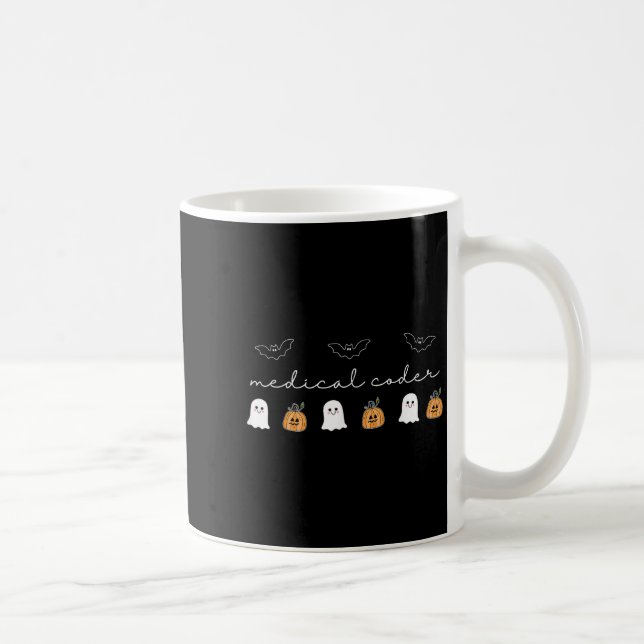 Retro Medical Coder Pumpkin Ghost Worker Halloween Kaffeetasse (Rechts)